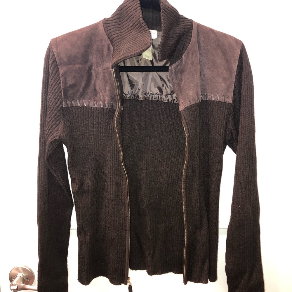 Liz Claiborne sweater with leather and suede